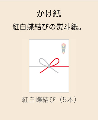 かけ紙 紅白蝶結びの熨斗紙。