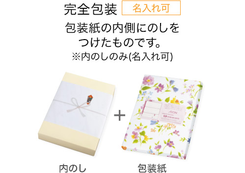 完全包装 名入れ可 包装紙の内側にのしをつけたものです。※内のしのみ(名入れ可)