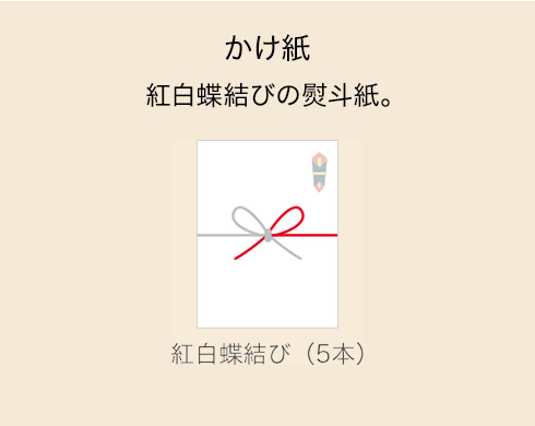 かけ紙 紅白蝶結びの熨斗紙。