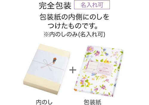 完全包装 名入れ可 包装紙の内側にのしをつけたものです。※内のしのみ(名入れ可)