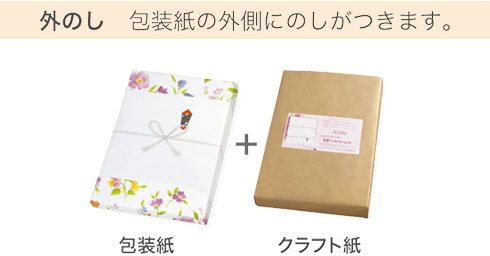 外のし 包装紙の外側にのしがつきます。 包装紙、クラフト紙