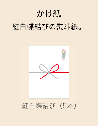 かけ紙 紅白蝶結びの熨斗紙。