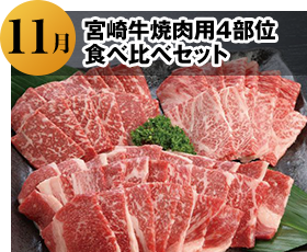 11月 宮崎牛焼肉用4部位食べ比べセット