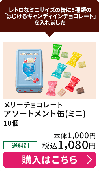 メリーチョコレート アソートメント缶 10個入り 送料別 本体1,000円 税込1,080円 購入はこちら