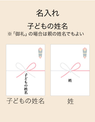 名入れ 子どもの姓名※「御礼」の場合は親の姓名でもよい