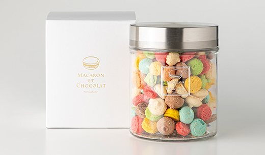 MACARON ET CHOCOLAT マカロンボーロMIX M 165g(ガラスジャー・専用BOX入り)手提げ袋付商品画像