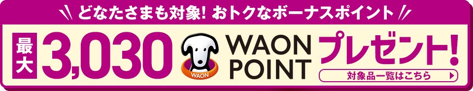 どなたさまも対象！おトクなボーナスポイント 最大3,030ワオンポイントプレゼント！対象品一覧はこちら