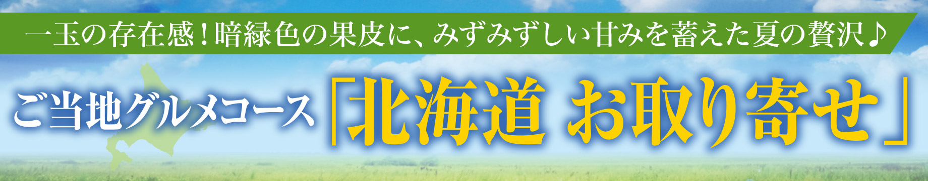 一玉の存在感！暗緑色の果皮に、みずみずしい甘みを蓄えた夏の贅沢♪ ご当地グルメコース「北海道 お取り寄せ」
