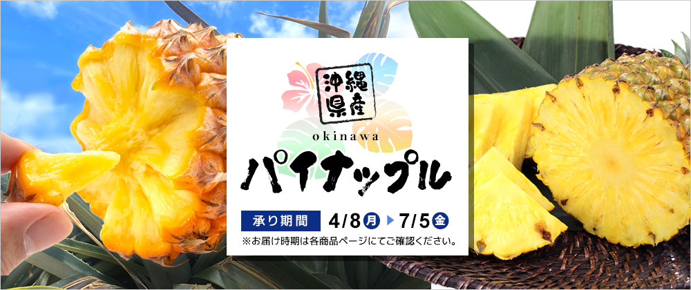 沖縄県産パイナップル 承り期間：4/8(月)～7/5(金) お届け時期は各商品ページにてご確認ください。