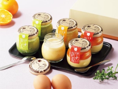いーよプリン いーよプリンギフト らんらんプリン85g×2、お抹茶坊っちゃんプリン85g×2、夕焼けまどんなプリン105g×2 商品画像