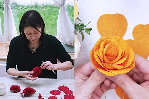 Luna シルクと和紙で彩る花「めぐみ」 花をの作成工程