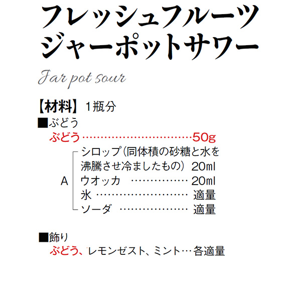 ノースイ フレッシュフルーツジャーポットサワーの材料