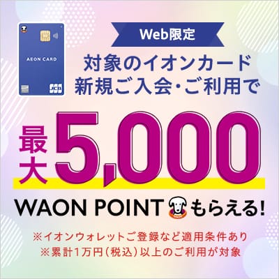 【WEB限定企画】イオンカード新規ご入会最大5,000WAONPOINT進呈※適用条件あり