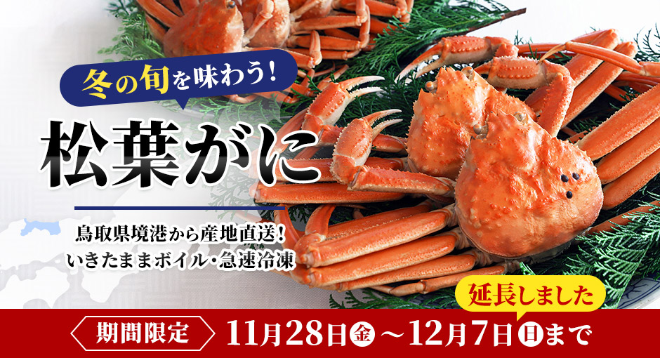 冬の旬を味わう！松葉がに｜境港から産地直送！いきたままボイル・急速冷凍