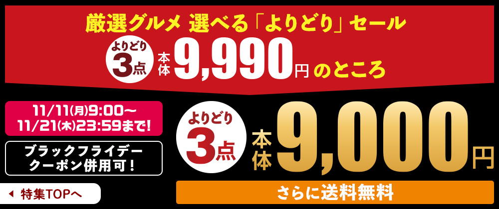 11/21（木）まで！よりどり3点本体9,000円　さらに送料無料！