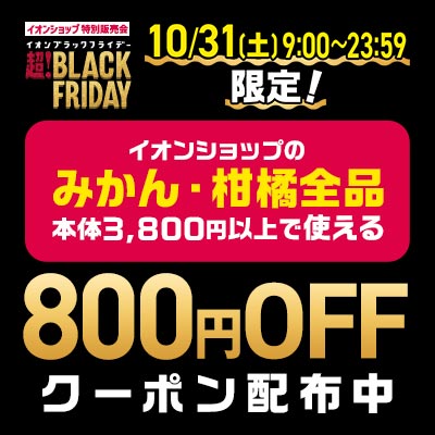 BLACKFRIDAY　10/31（土）9:00~23：59限定 イオンショップのみかん・柑橘全品で使える800円OFFクーポン配布中