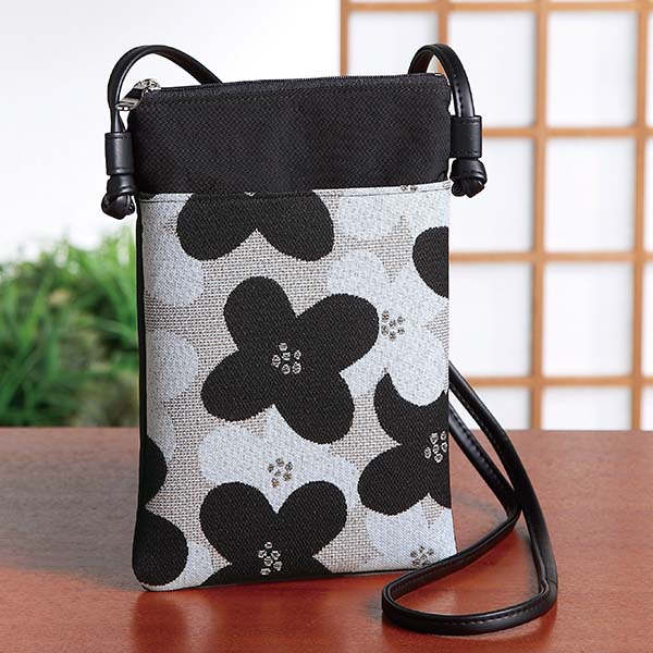 尾州織 スマホポシェット黒＆ガトープルポ [PAN-06]【母の日】　商品画像1