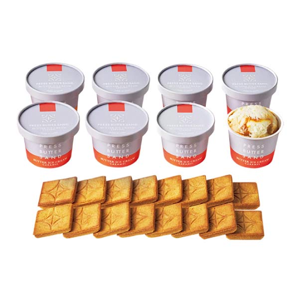 プレスバターサンド バターアイスクリーム〈キャラメル〉・クッキーセット【夏の贈りもの・お中元】[IC-24]　商品画像1
