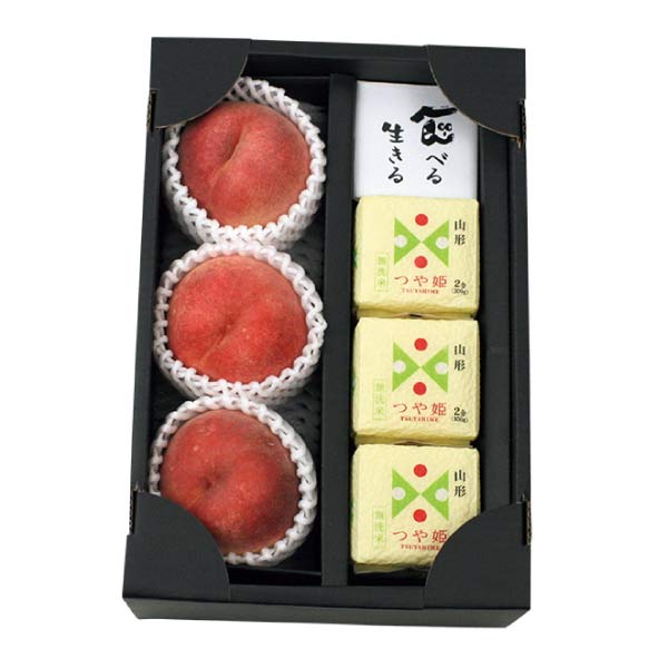 山形県産 白桃とつや姫詰合せ(お届け期間：7/25〜8/15)【夏の贈りもの・お中元】　商品画像1