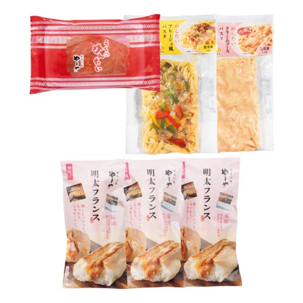 やまや やまやの明太づくしセット(明太子、パスタ、明太フランス)【冬の贈りもの・お歳暮】　商品画像1