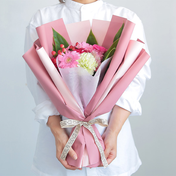 ブーケ「ミルフィーユブーケ」(ピンク系)【花】【年間ギフト】　商品画像1