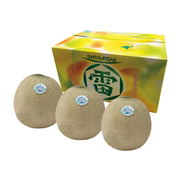 北海道産(JAきょうわ) ご自宅用らいでんメロン 3玉(赤肉メロン