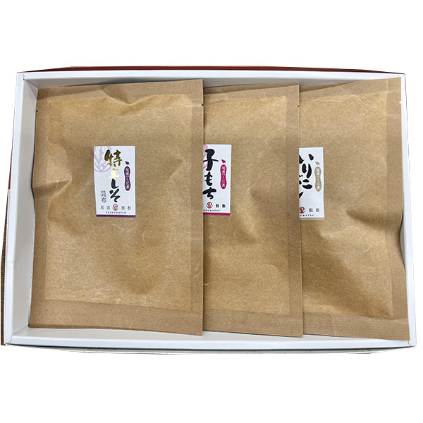 広島県尾道市 尾道佃松手土産佃煮セット 特上しそ昆布60g×1、子もち昆布60g×1、いりこぶし50g×1【NN】　商品画像1