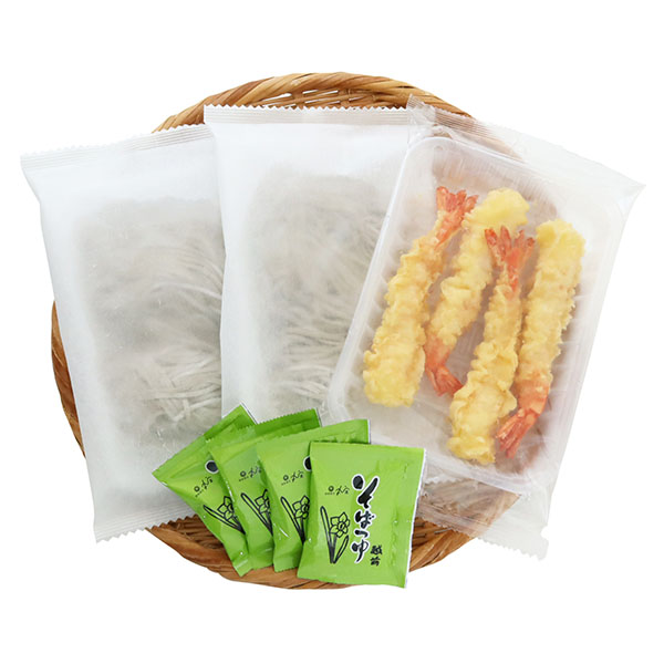 武生製麺 海老天そば4食 (冷凍なまそば2食×2、冷凍えび天ぷら×4、そばつゆ25g×4)【限定100点】【お届け期間：12月26日〜12月30日】【年末年始ごちそう特集】　商品画像1
