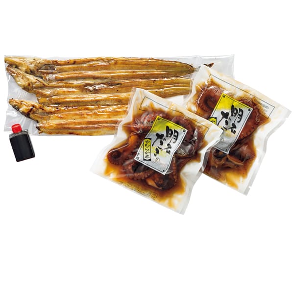 兵庫県漁連 播州手焼きあなご・明石だこのやわらか煮セット(焼きあなご150g、たれ、明石だこのやわらか煮×2)【お届け期間:11月11日〜1月10日】【旬鮮便】【NN】　商品画像1