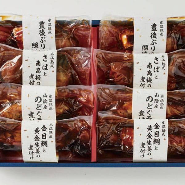 鳥取 ダイマツ 氷温熟成 お魚惣菜ギフトセット8切(-和の心-)(ぶりと大根の煮付x2切、のどぐろ煮付x2切、さばと南高梅煮付x2、金目鯛と黄金生姜の煮付x2切)【旬鮮便】【NN】　商品画像1