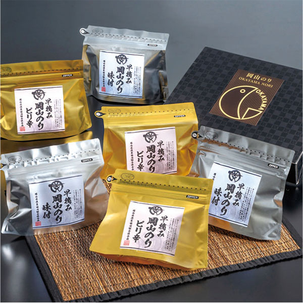 岡山県漁業協同組合連合会 岡山のり詰合せ(味付のり 8袋詰×3、味付のり(ピリ辛) 8袋詰×3)【お届け期間:11月11日〜1月10日】【旬鮮便】【NN】　商品画像1