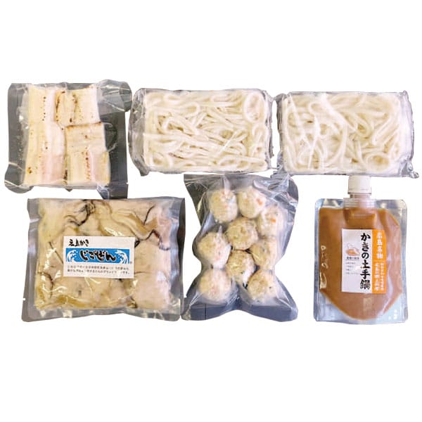 広島 廣島浜丸 広島かき「じごぜん」土手鍋セット（じごぜんかき300g、あなご白焼6切、長州どり肉団子9個、冷凍うどん200gx2、土手鍋みそ180g）【旬鮮便】【NN】　商品画像1