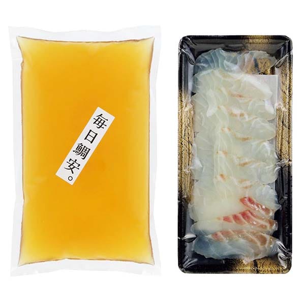 愛媛 宇和島プロジェクト 宇和海産真鯛の鯛しゃぶセット(3人前)(養殖真鯛皮無しスライス×10枚、出汁750g)×3セット【お届け期間:12月2日〜1月10日】【旬鮮便】【NN】　商品画像1