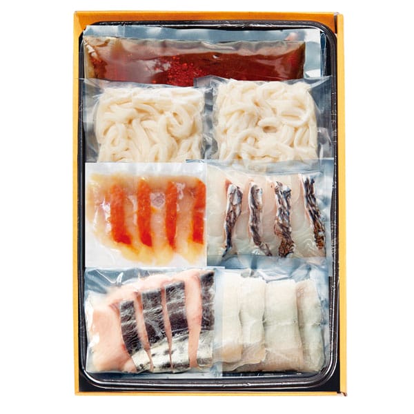 徳島 吟月 四国瀬戸内の寄せ鍋（はも・鯛・鰆・金目鯛 各4(計240g)、うどん100g×2、だし汁250g）【お届け期間:11月11日〜1月10日】【旬鮮便】【NN】　商品画像1