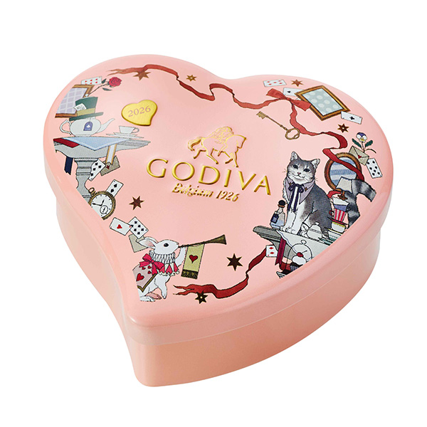 ゴディバ G キューブ & G クリスピー ハート缶  チョコレート6粒入【お届け期間：1月15日〜2月21日】【バレンタイン】　商品画像1