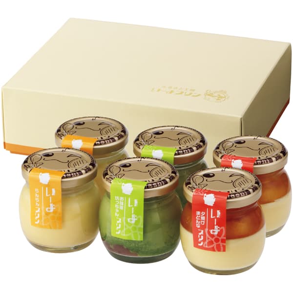 愛媛 いーよプリン いーよプリンギフト らんらんプリン85g×2、お抹茶坊っちゃんプリン85g×2、夕焼けまどんなプリン105g×2【NN】　商品画像1