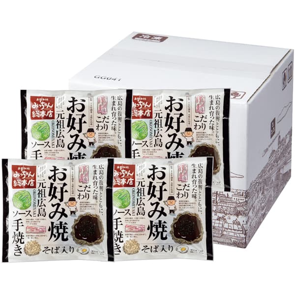 広島 みっちゃん総本店 広島流お好み焼 そば入4枚セットR お好み焼(そば入)410g×4、特製ソース、青粉付き【NN】　商品画像1