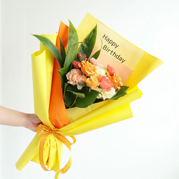 フラメッセブーケM(オレンジ)バースデーお菓子セット【花】【年間ギフト】　商品画像1