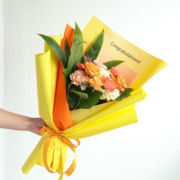 フラメッセブーケM(オレンジ)コングラッツお菓子セット【花】【年間ギフト】　商品画像1