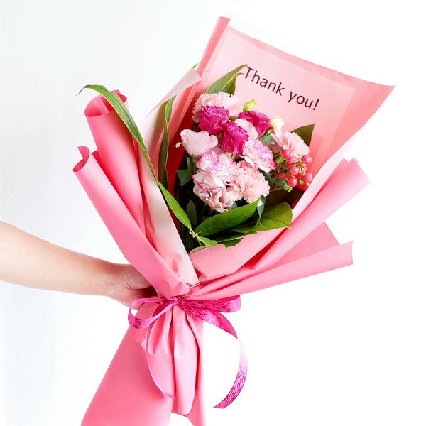 フラメッセブーケM(ピンク)サンキューお菓子セット【花】【年間ギフト】　商品画像1