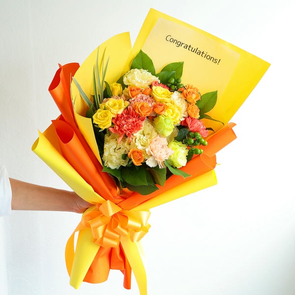 フラメッセブーケL(オレンジ)コングラッツ【花】【年間ギフト】　商品画像1