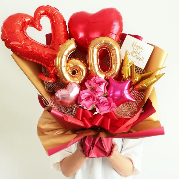 バルーンアレンジ「還暦60」【花】【年間ギフト】 商品画像1