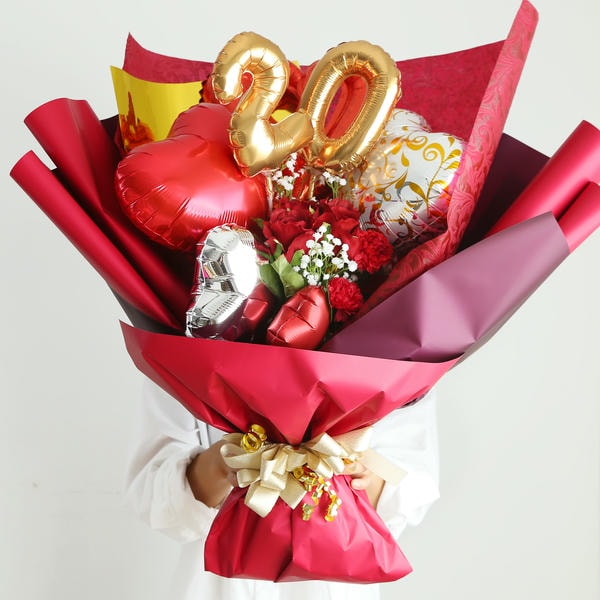 バルーンブーケ「20」(レッド)【花】【年間ギフト】　商品画像1