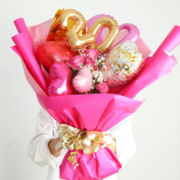 バルーンブーケ「20」(ピンク)【花】【年間ギフト】　商品画像1