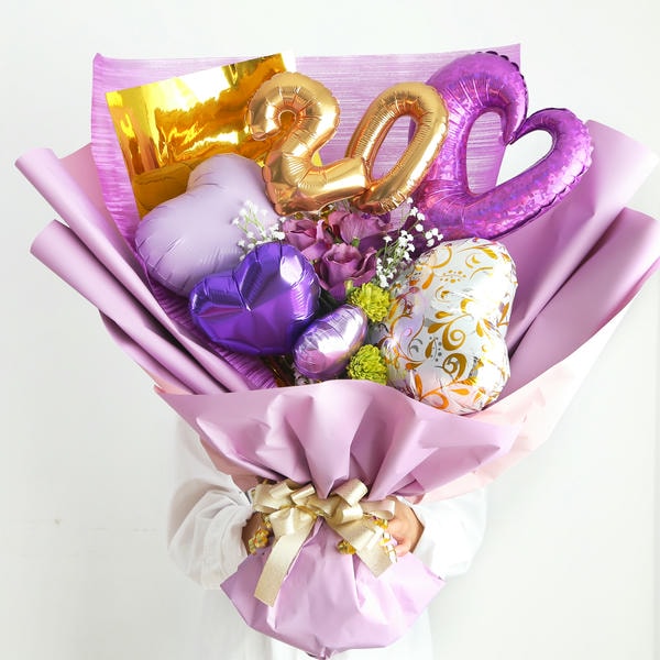 バルーンブーケ「20」(パープル)【花】【年間ギフト】 商品画像1