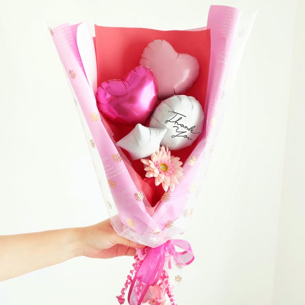 バルーンブーケ「ミニガーベラ」(ピンク)「Thank you」【花】【年間ギフト】　商品画像1