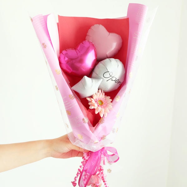 バルーンブーケ「ミニガーベラ」(ピンク)「Open」【花】【年間ギフト】 商品画像1