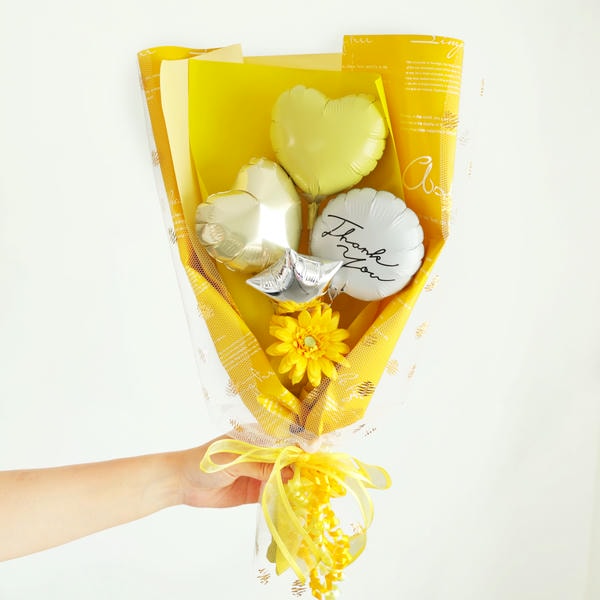バルーンブーケ「ミニガーベラ」(イエロー)「Thank you」【花】【年間ギフト】　商品画像1