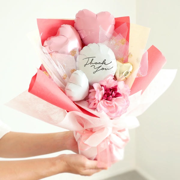 バルーンアレンジ「バルーンドレス」(ピンク)「Thank you」【花】【年間ギフト】　商品画像1