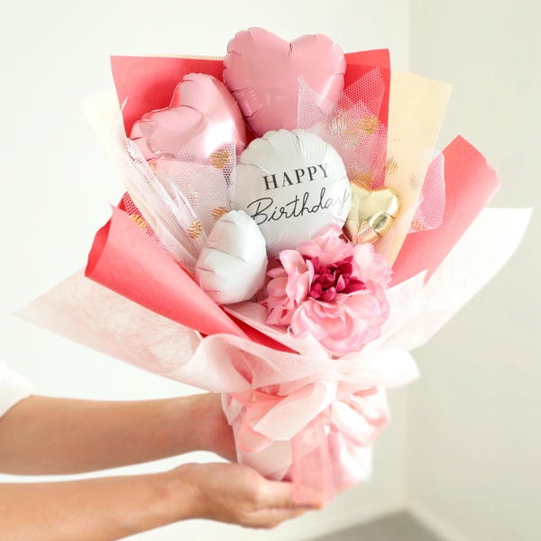 バルーンアレンジ「バルーンドレス」(ピンク)「HappyBirthday」【花】【年間ギフト】　商品画像1